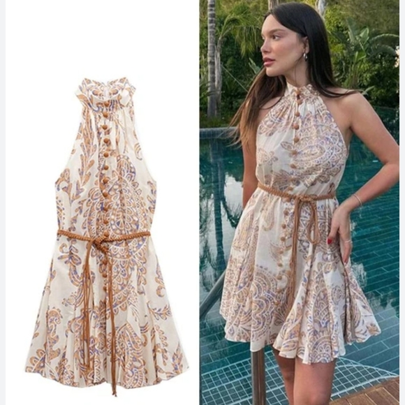 NWT Zara Printed Dress with Belt - 4786/111 - Picture 9 of 16